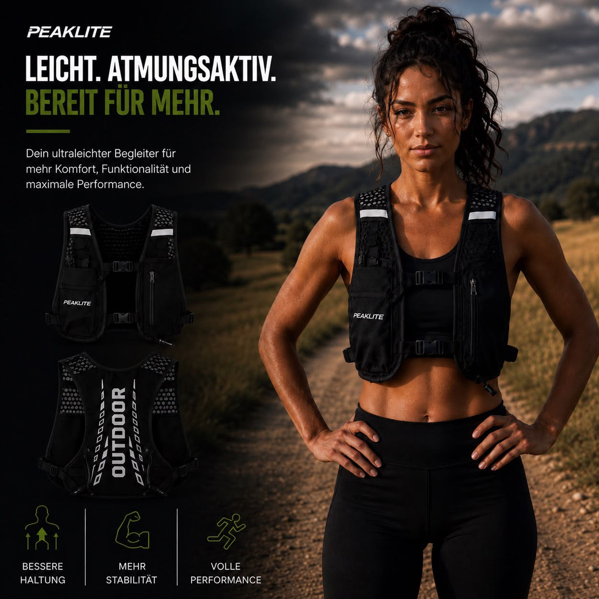 PEAKLITE - Trail Weste mit Getränkehalter